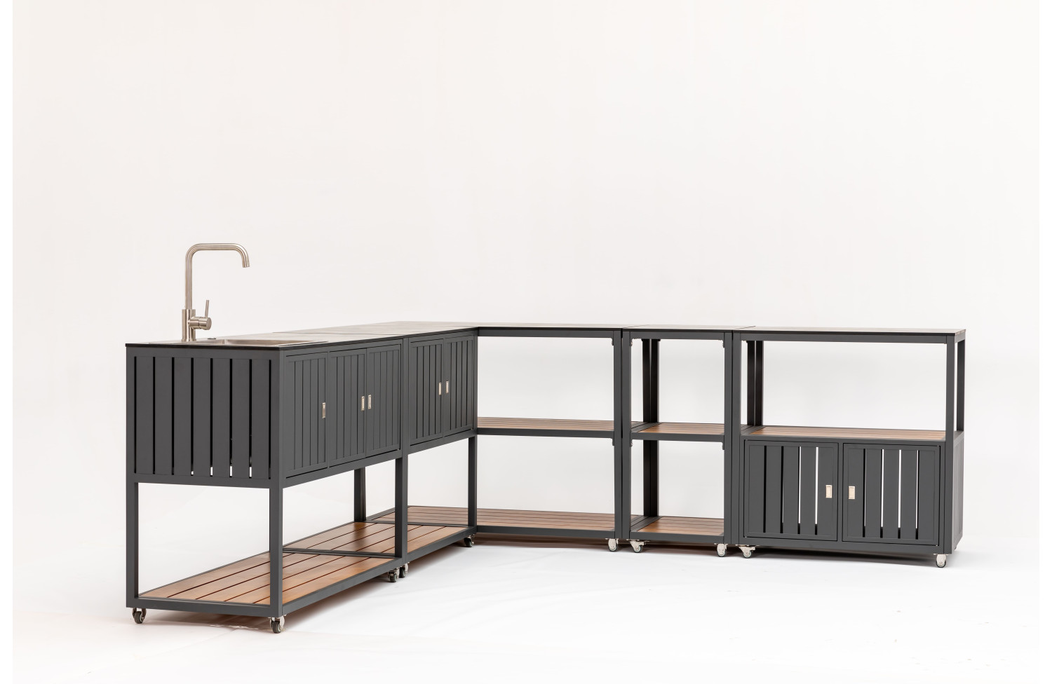 Outdoor small double shelf unit (with wheels) / MATERA MT 09G / ANTRACITE