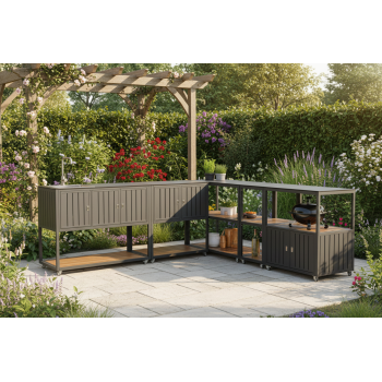 Outdoor small double shelf unit (with wheels) / MATERA MT 09G / ANTRACITE