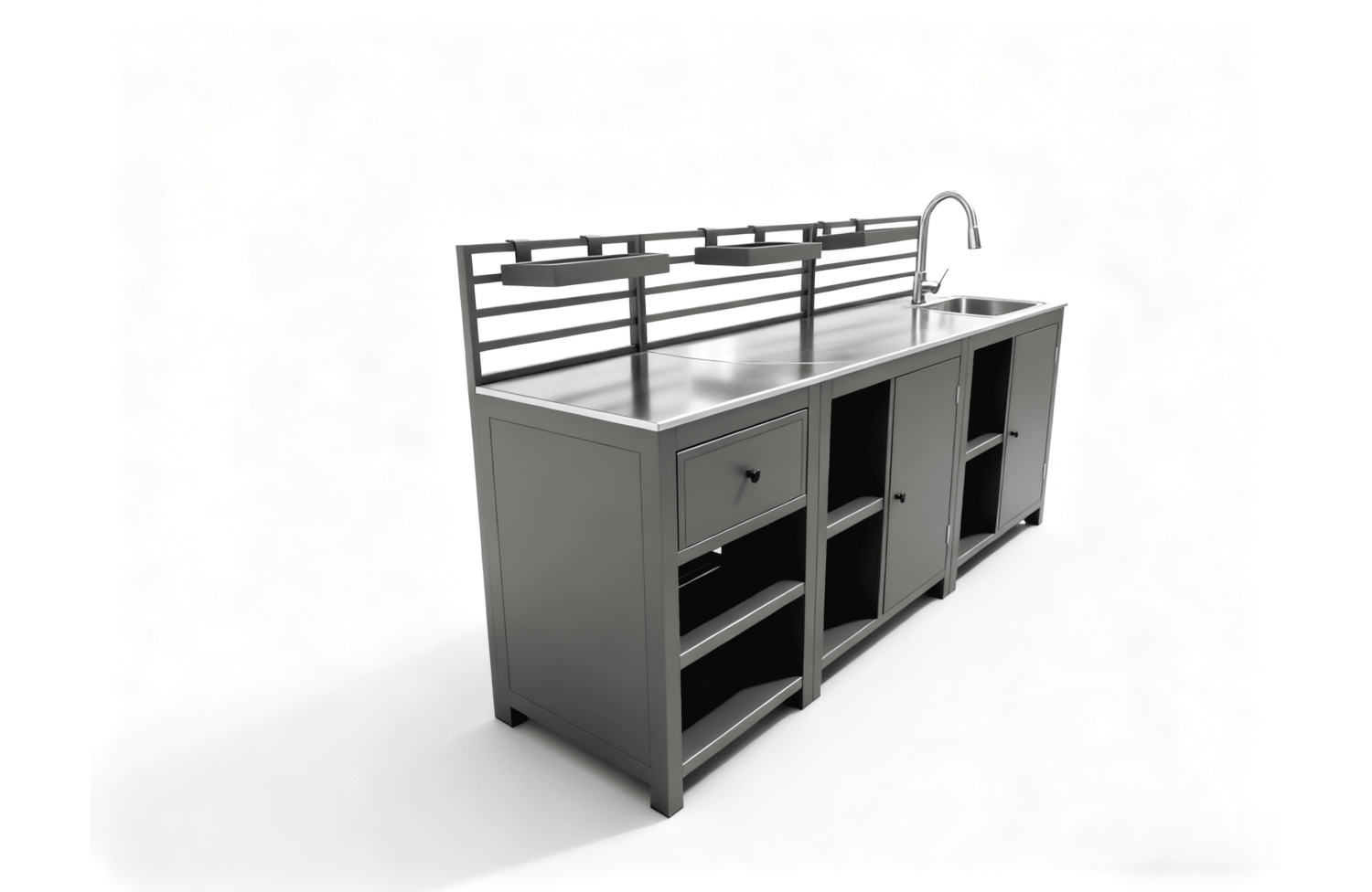 Комплект Вуличної кухні із раковиною MATERA MT 02G / MT 03G / MT 04G / ANTHRACITE