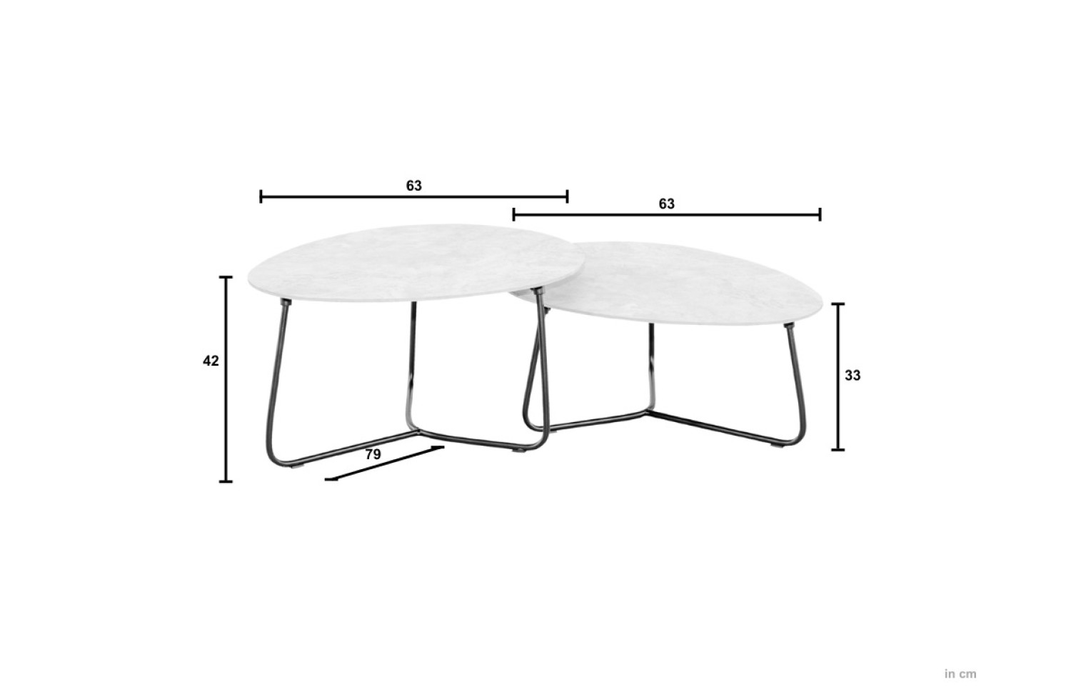 Set of 2 Coffee Tables APPLE BEE PINE KEY 72000650 / 72000655 / BRONZE