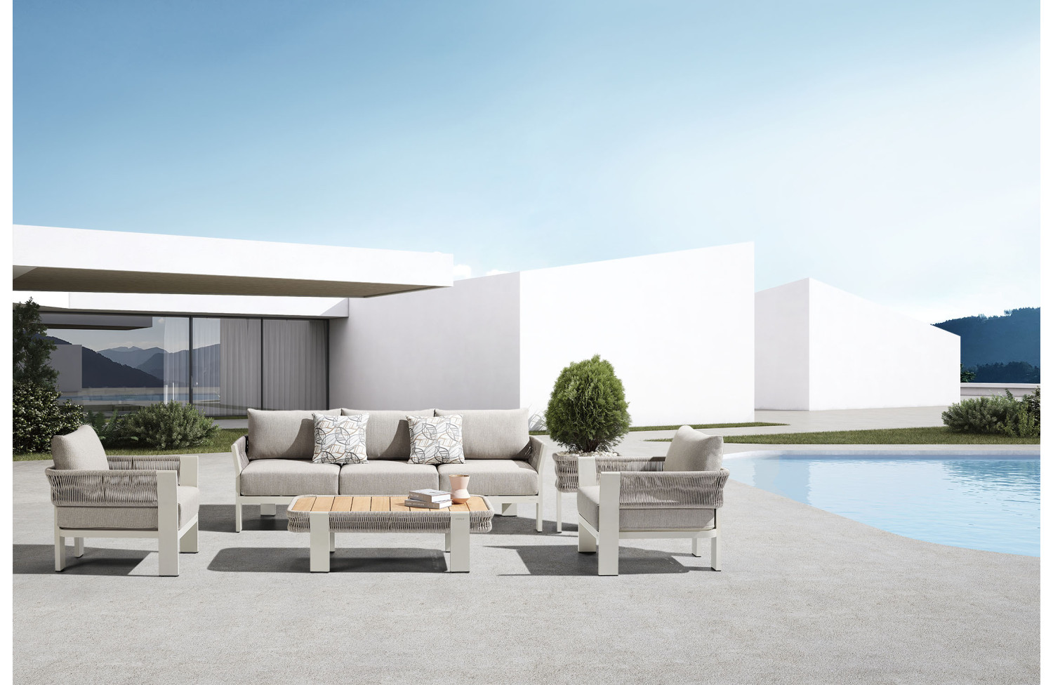 Lounge armchair (with cushions) HIGOLD BORROMEO 205421 / 20542023 / TAUPE