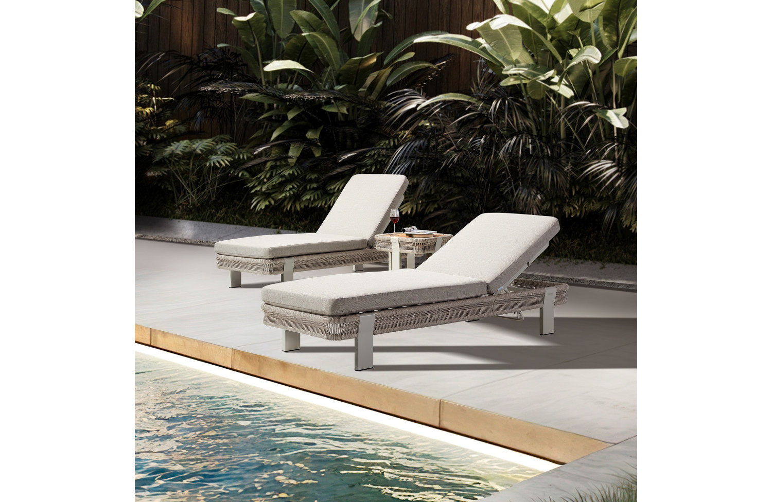 Sunlounger (with cushions) HIGOLD BORROMEO 205451 / TAUPE