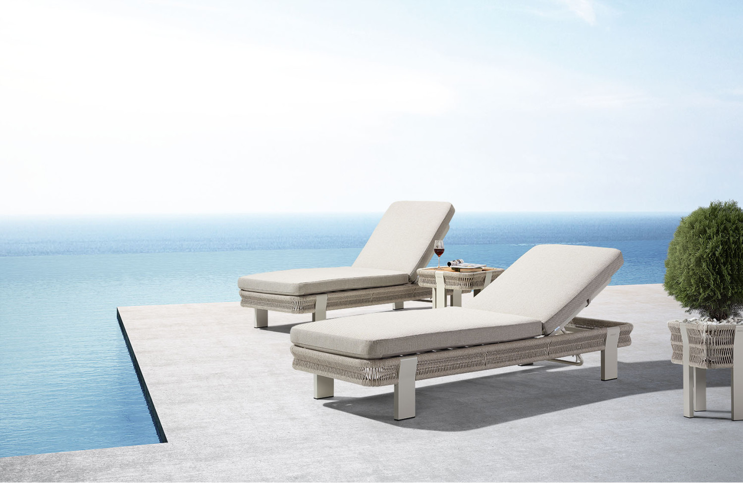 Sunlounger set (with cushionse) HIGOLD BORROMEO 205480 / TAUPE