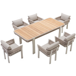 Dining set (with cushions) HIGOLD BORROMEO 205490 (1+6) / TAUPE