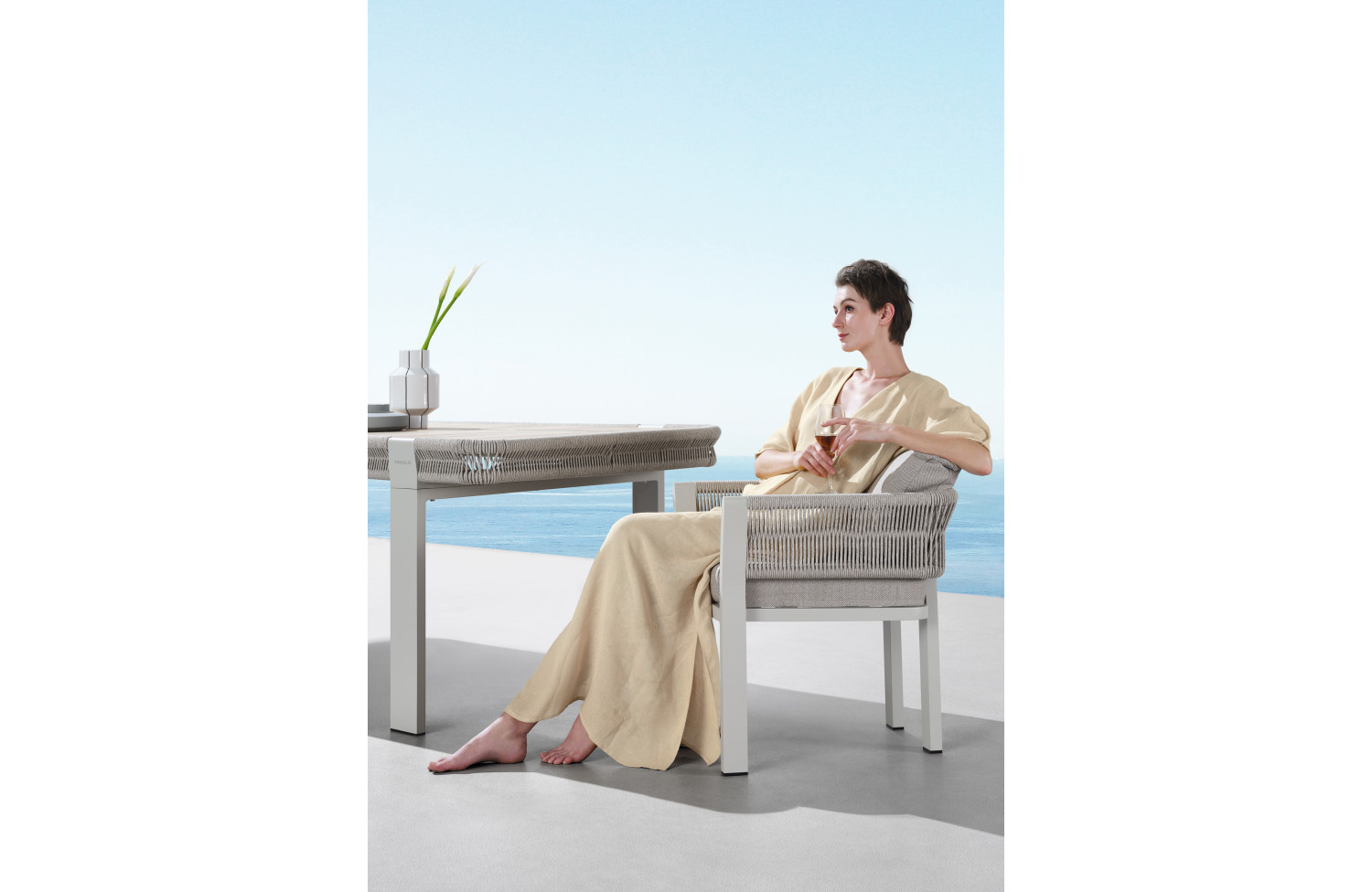 Dining set (with cushions) HIGOLD BORROMEO 205490 (1+6) / TAUPE