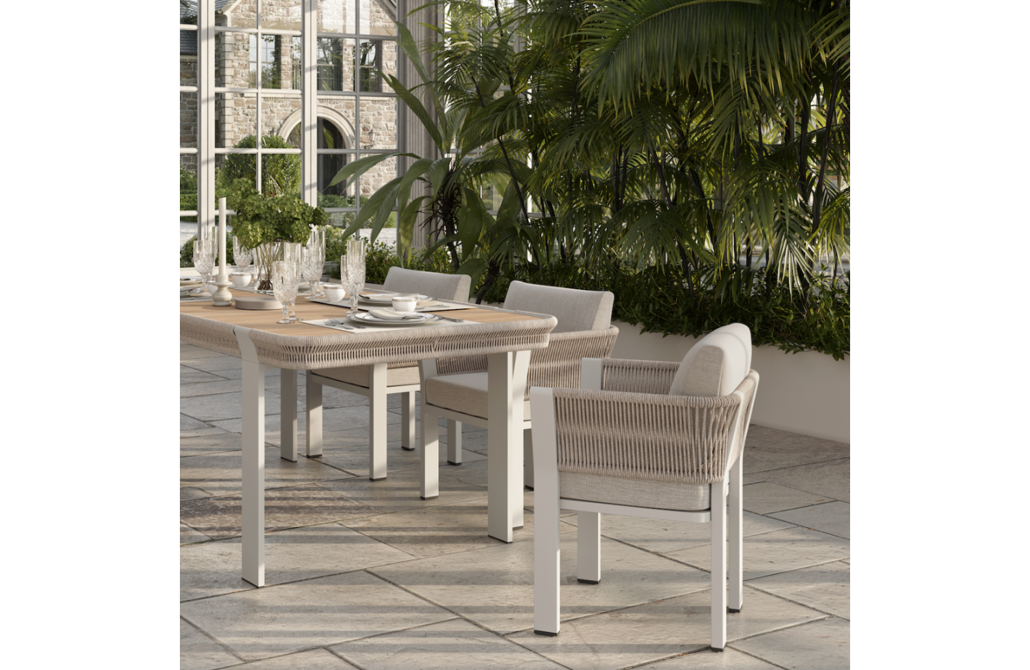 Dining set (with cushions) HIGOLD BORROMEO 205490 (1+6) / TAUPE