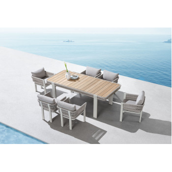 Dining set (with cushions) HIGOLD BORROMEO 205490 (1+6) / TAUPE