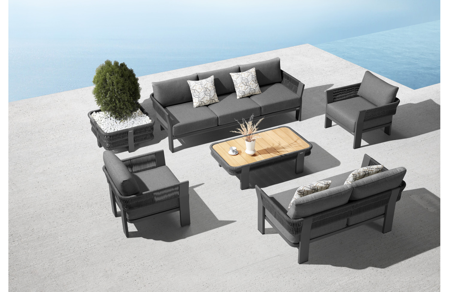 Lounge set (with cushions) HIGOLD BORROMEO 205420 / BLACK