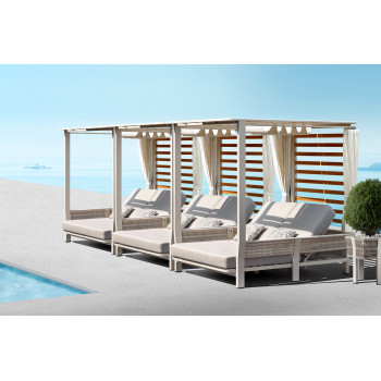 Łóżko z baldachimem (z poduszkami) HIGOLD BORROMEO 205449 / TAUPE