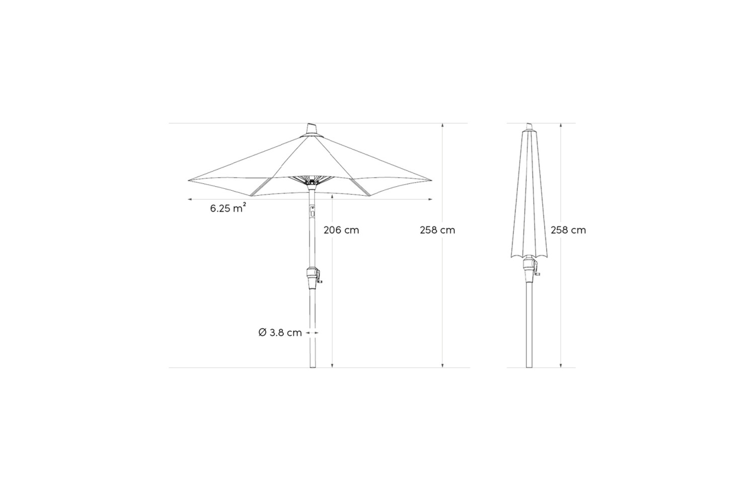 Парасоля 2,50*2,50 PLATINUM RIVA 7106E / TAUPE