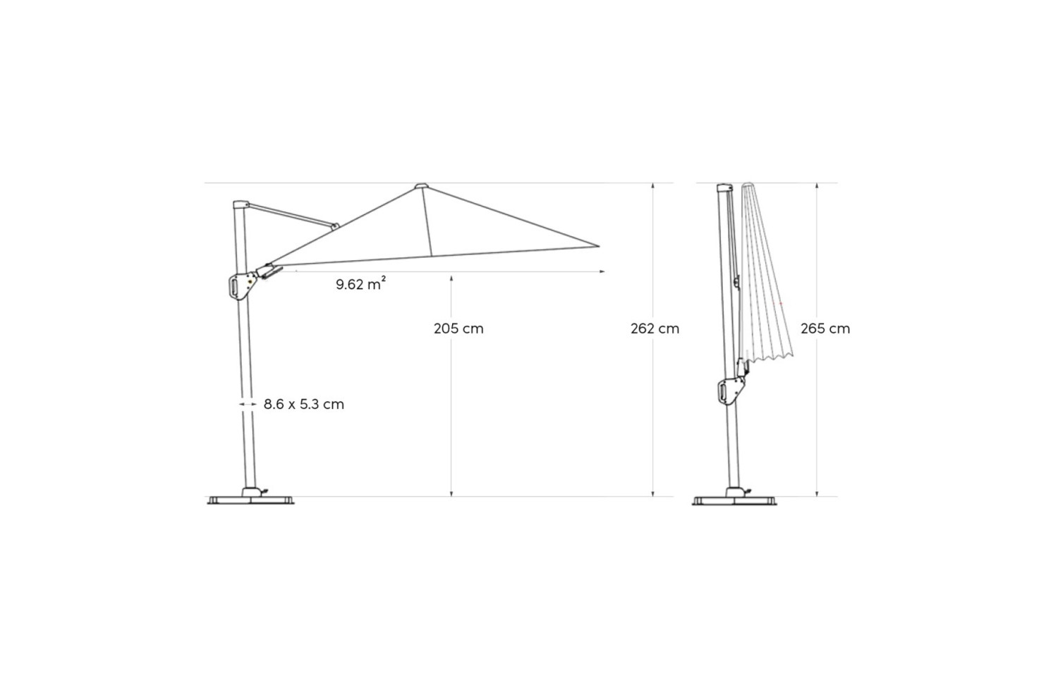 Парасоля d.350 PLATINUM CHALLENGER T2 GLOW 7126C / LIGHT GREY