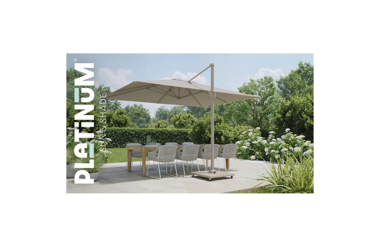 Парасоля 4,0*3,0 PLATINUM CHALLENGER T2 PREMIUM, 7144O / CHAMPAGNE