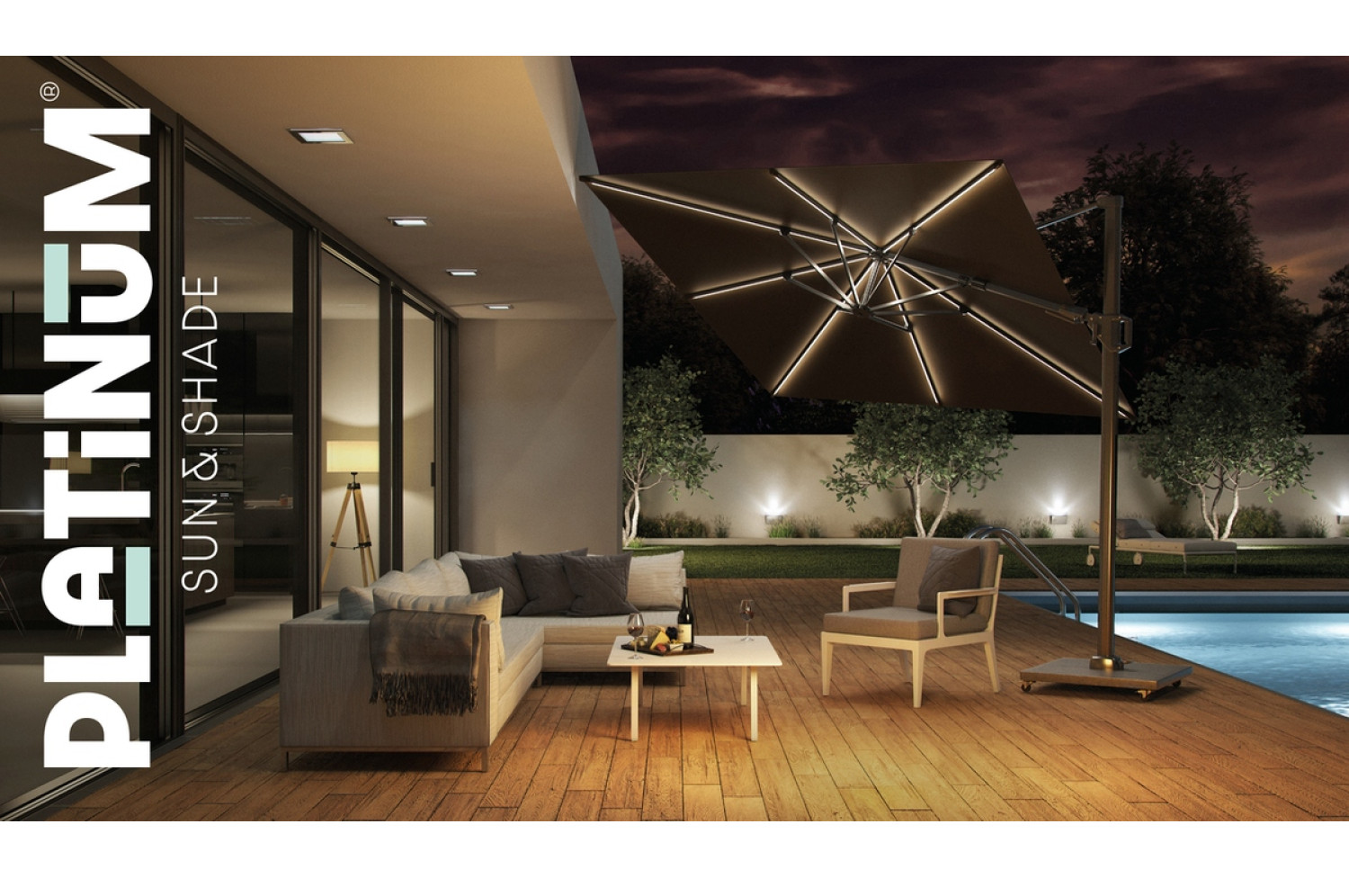 Парасоля d.350 PLATINUM CHALLENGER T2 GLOW 7126E / TAUPE