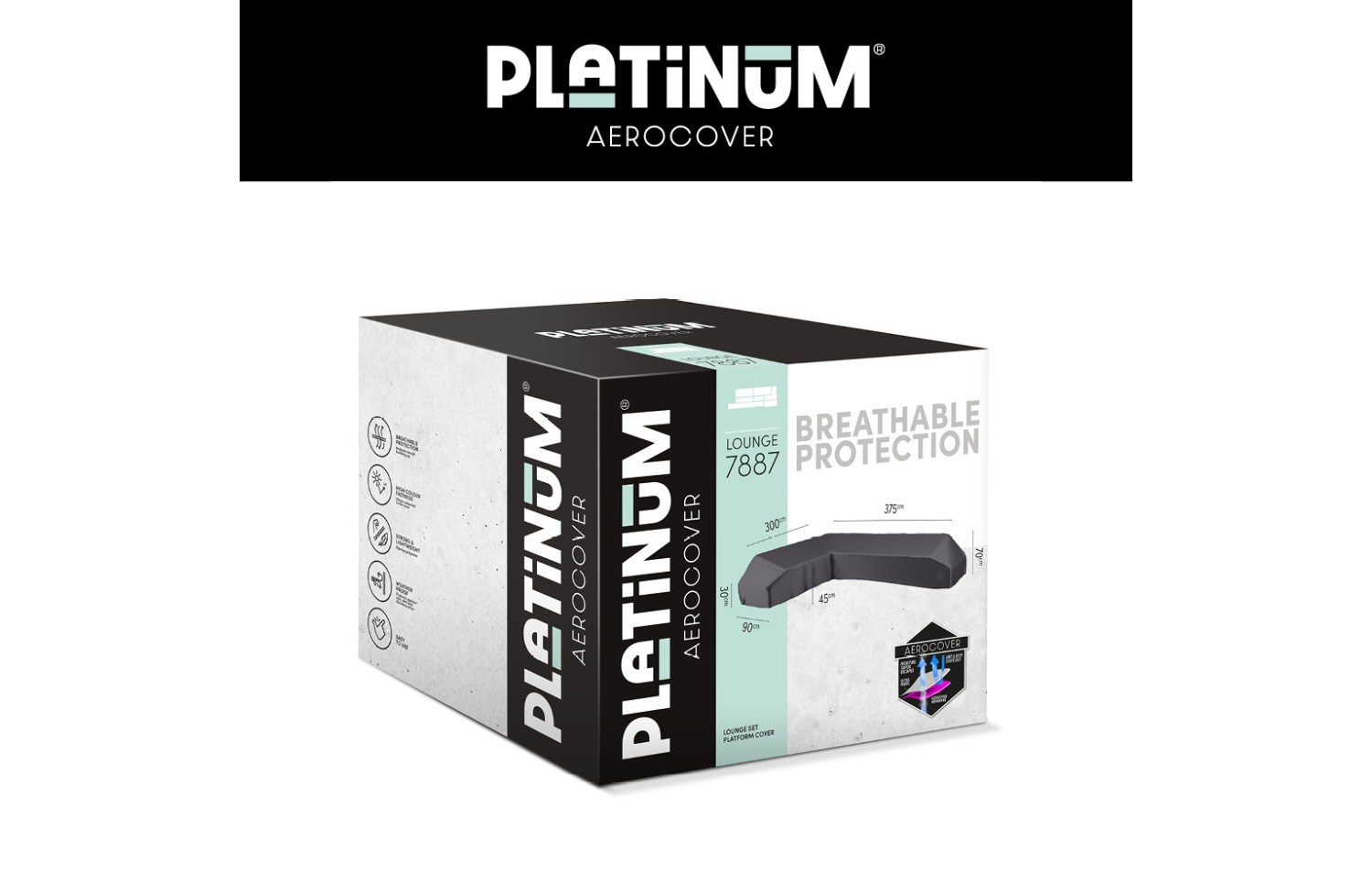 Чохол на кутовий комплект меблів лiвий (375*300*90*h30/45/70) PLATINUM AEROCOVERS 7887 / LEFT