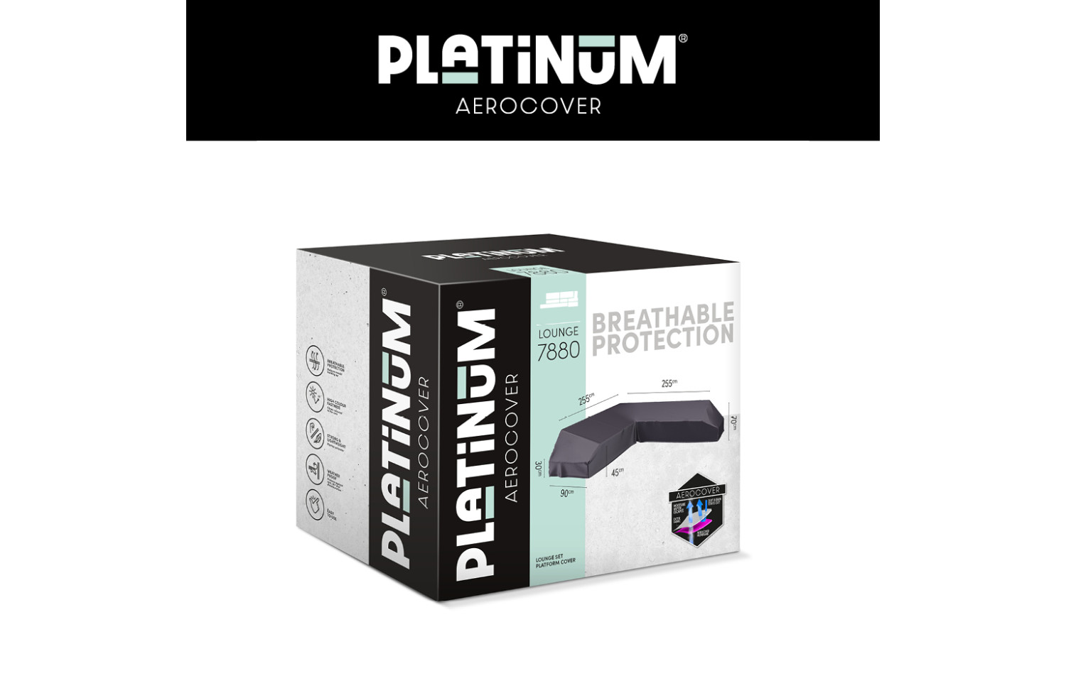 Чохол на кутовий комплект меблів лiвый (255*255*90*h30/45/70) PLATINUM AEROCOVERS 7880 / LEFT