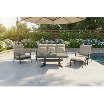 Sofa 3-osobowa ze składanym oparciem (z poduszkami) SKANDI ROPE SK 02GR / ANTHRACITE + ROPE