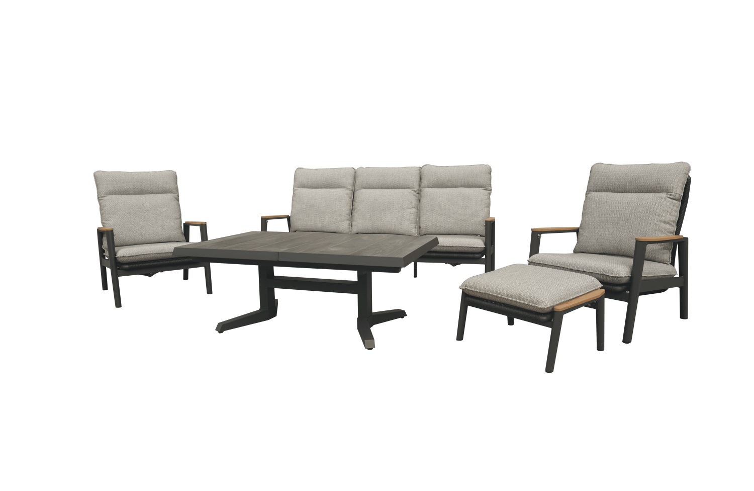 Lounge armchair with folding back (with cushions) SKANDI ROPE SK 03GR / ANTHRACITE + ROPE