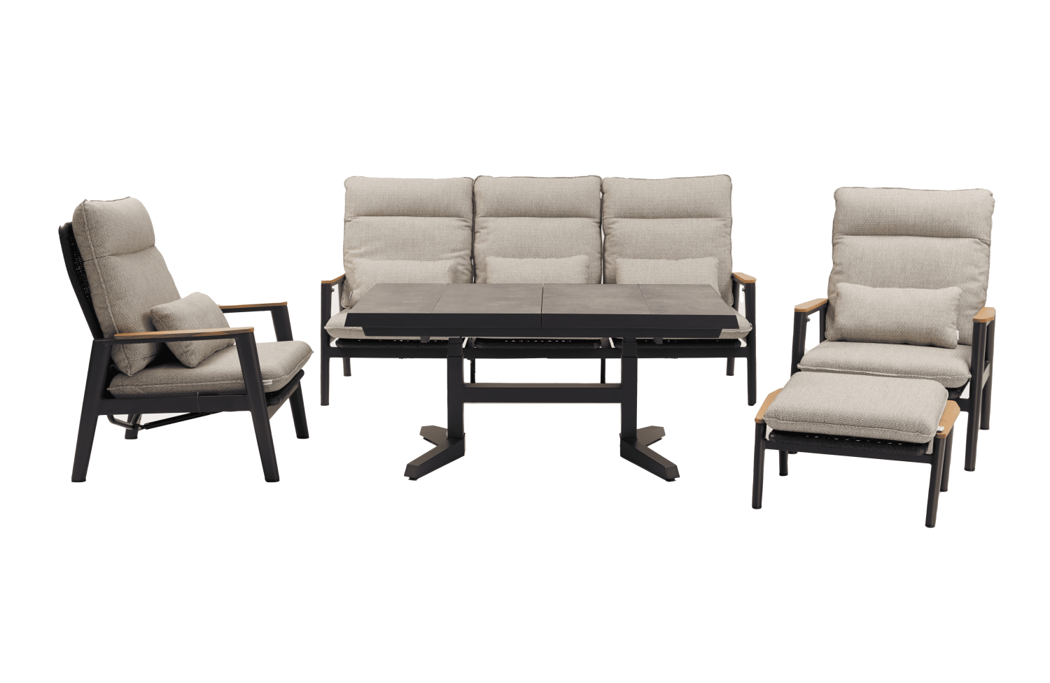 3-seater sofa with folding back (with cushions) SKANDI ROPE SK 02GR / ANTHRACITE + ROPE