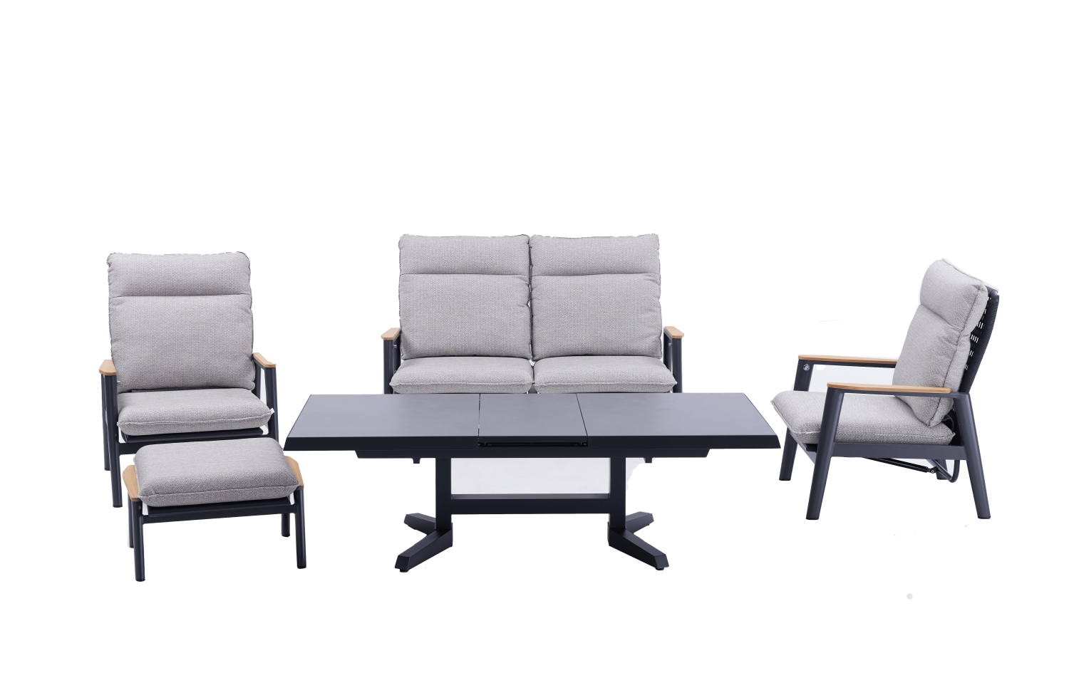 2-seater sofa with folding back (with cushions) SKANDI ROPE SK 06GR / ANTHRACITE + ROPE