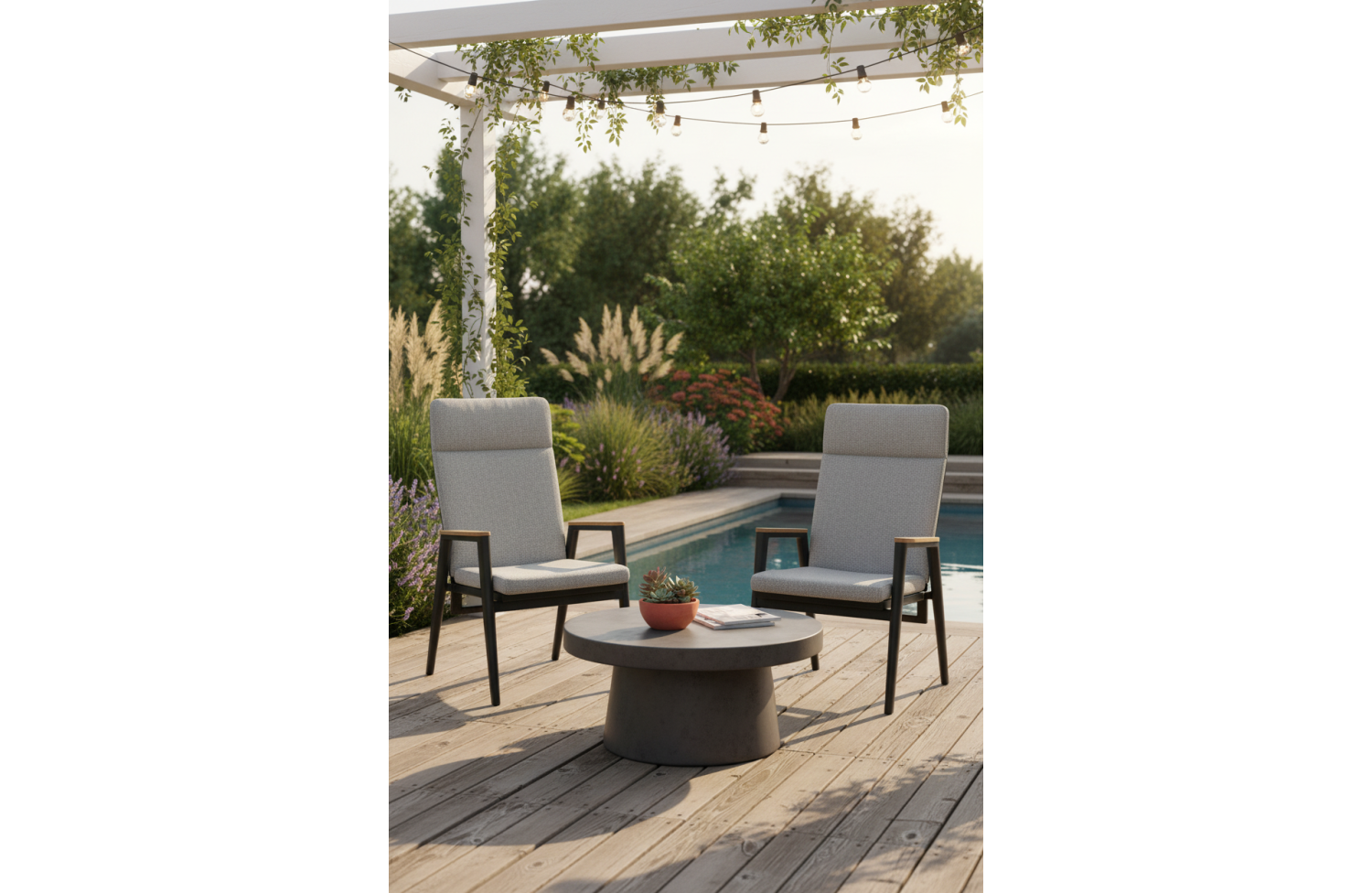 Dining armchair with folding back (with cushions) SKANDI ROPE SK 15GR / ANTHRACITE + ROPE