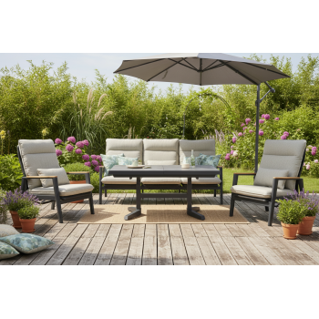 Диван 3-місний зі відкидною спинкою (з подушками) SKANDI ROPE SK 02GR / ANTHRACITE + ROPE