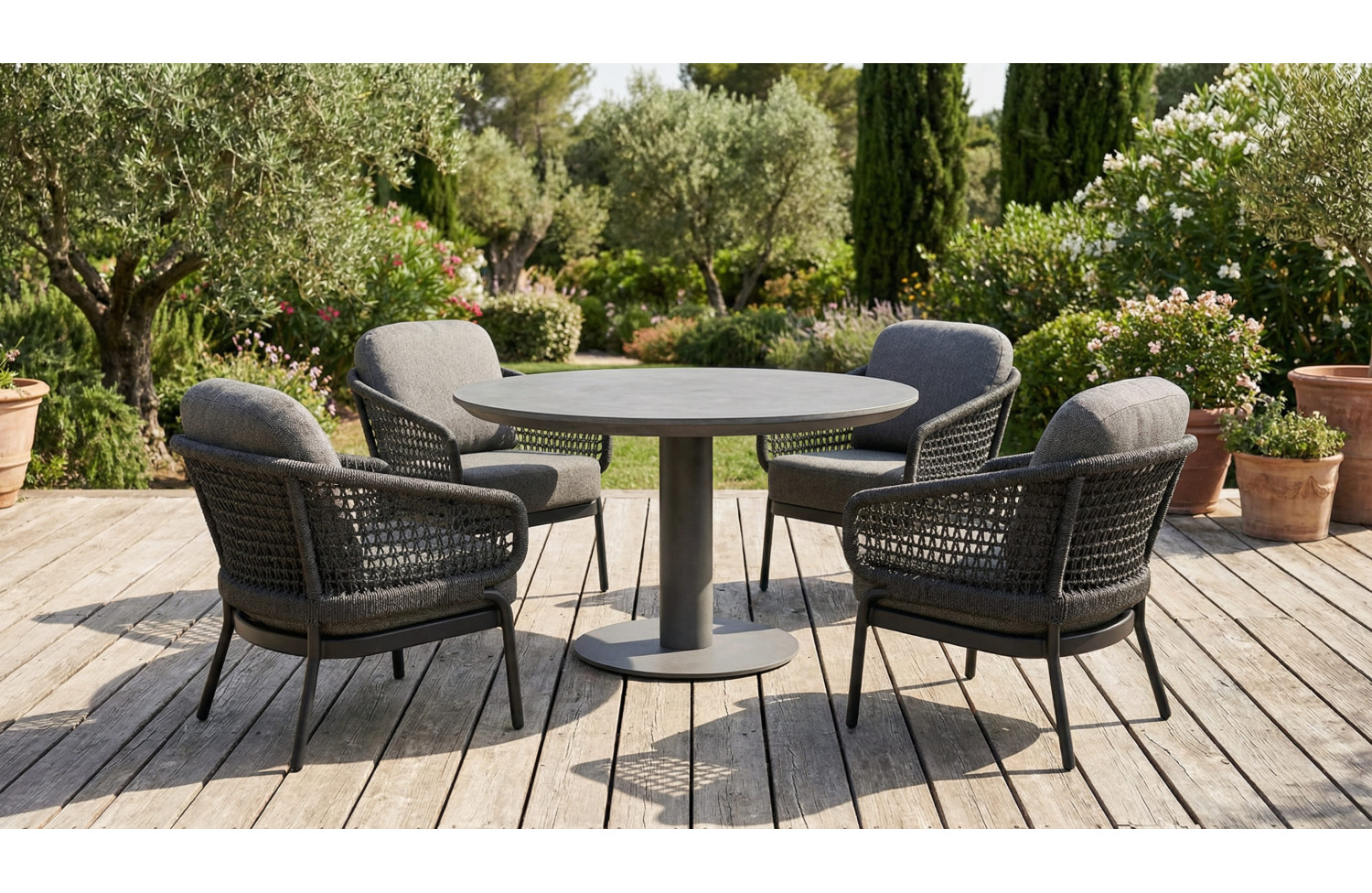 Круглий обідній стіл 120 (Lounge) SKANDI SK 28G-120 / ANTHRACITE