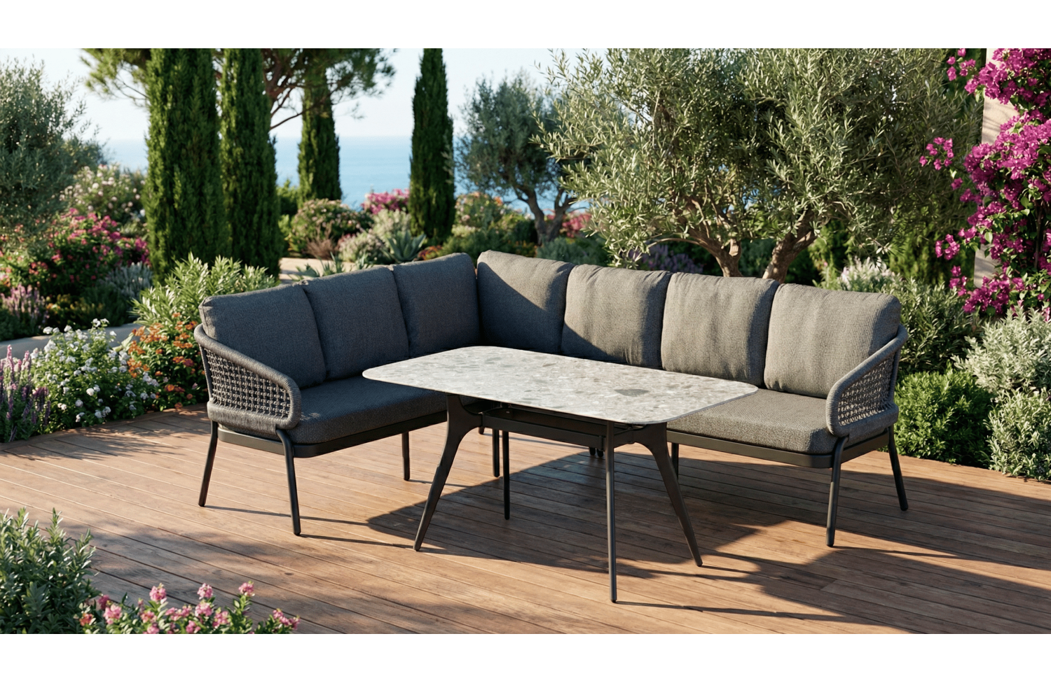 Обідній кутовий комплект ЛІВИЙ (з подушками) SKANDI SK 38G(L) / ANTHRACITE