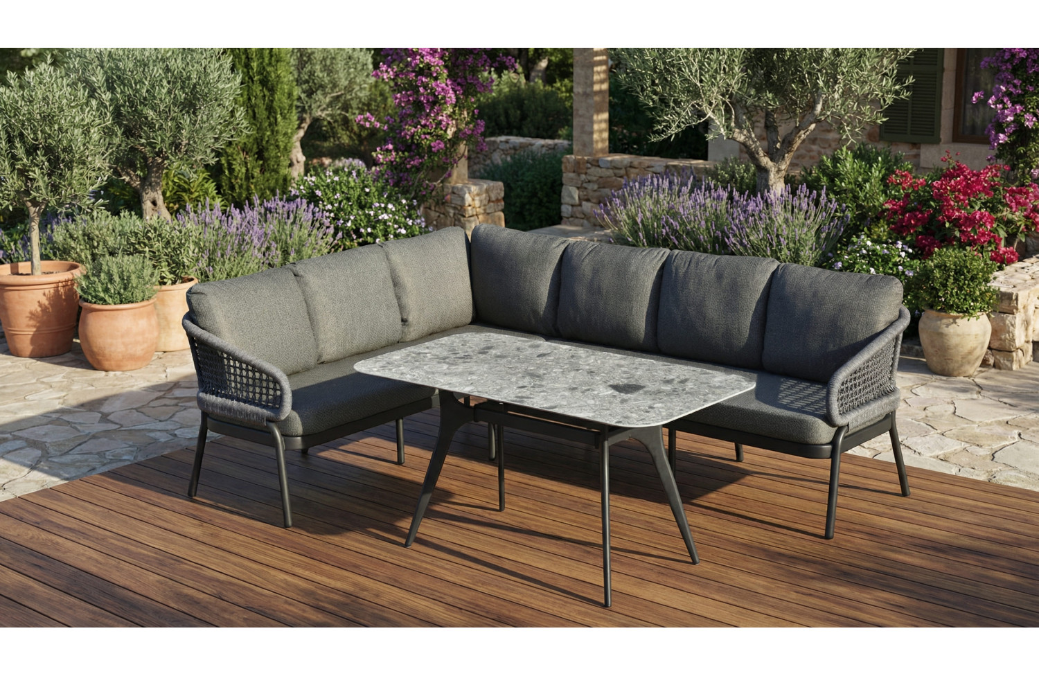 Обідній кутовий комплект ЛІВИЙ (з подушками) SKANDI SK 38G(L) / ANTHRACITE