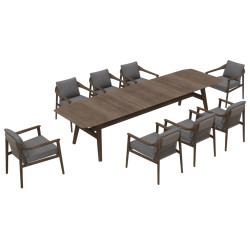 Dining Set (1+8) (with cushions) HIGOLD LEO 20633073 (1 pc) / 20631011 (8 pcs) / DARK TEAK