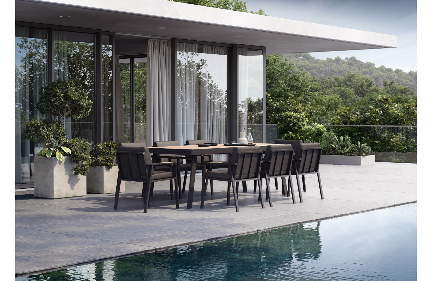 Dining Set 220 (with cushions) HIGOLD NOFI BLACK 680140 / ANTHRACITE