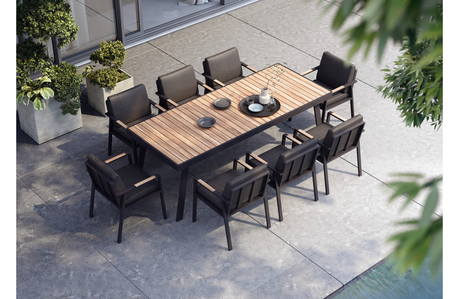 Dining Set 220 (with cushions) HIGOLD NOFI BLACK 680140 / ANTHRACITE