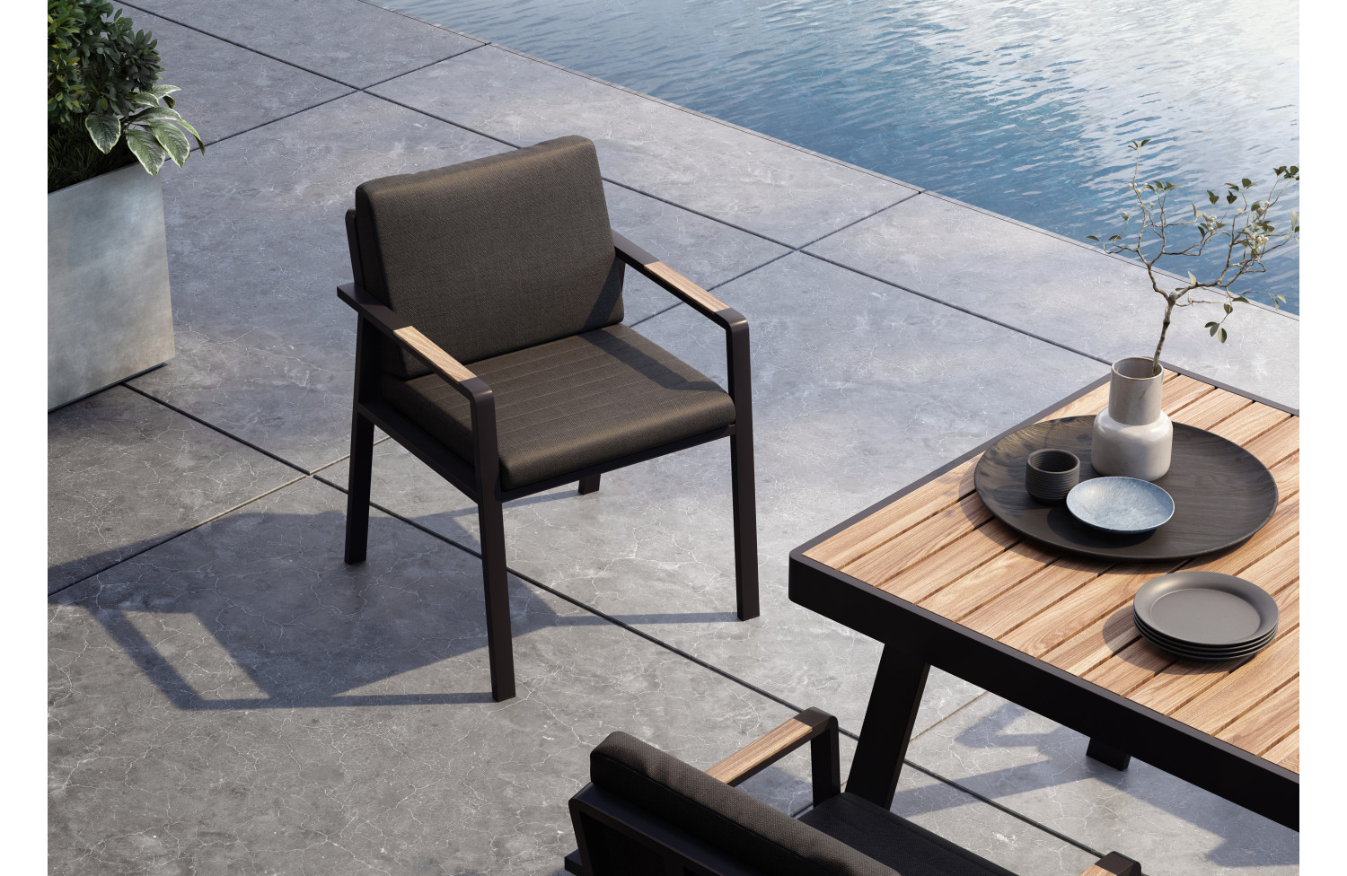 Dining Set 220 (with cushions) HIGOLD NOFI BLACK 680140 / ANTHRACITE