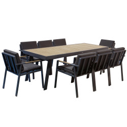 Zestaw do jadalni dla 8 osób (z poduszkami) HIGOLD NOFI BLACK 680140 / ANTHRACITE