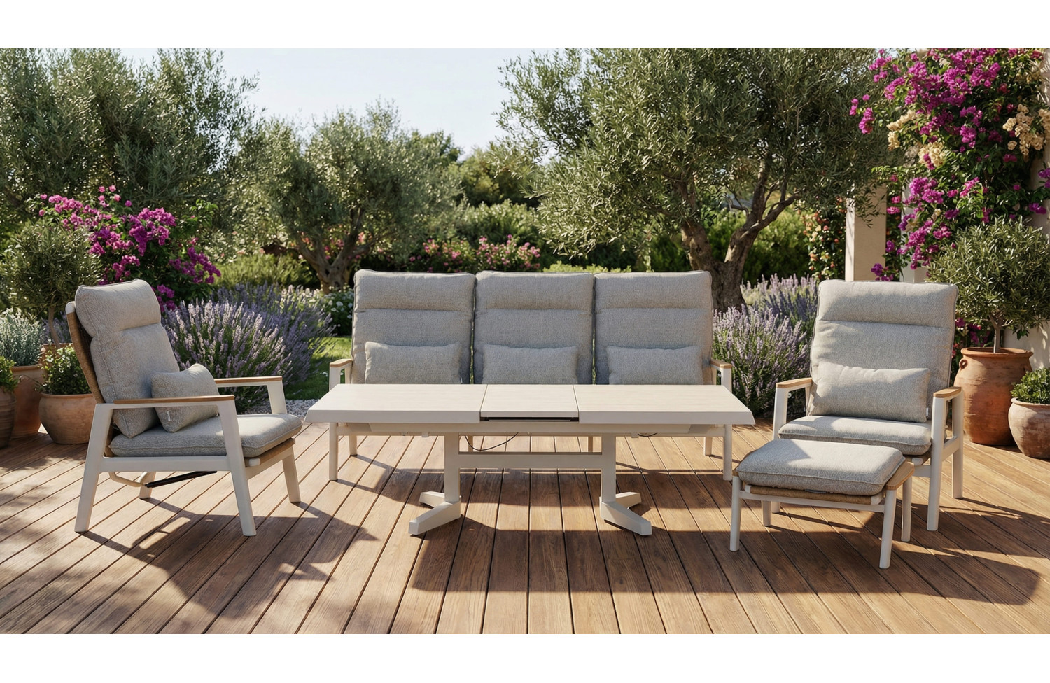 3-seater sofa with folding back (with cushions) SKANDI ROPE SK 02TR / TAUPE + ROPE