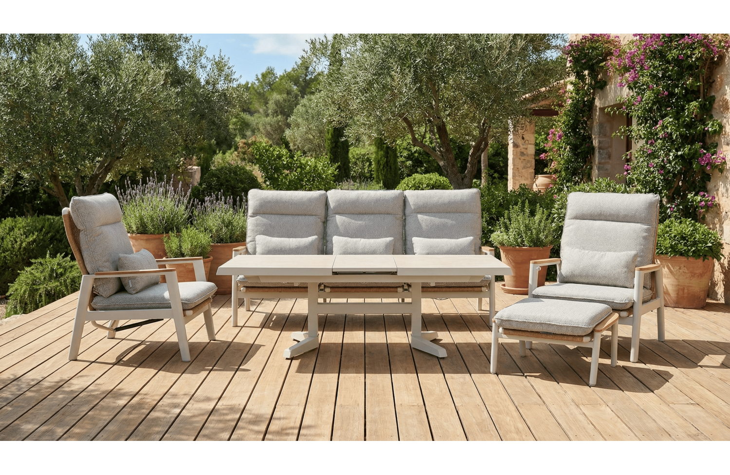 Lounge armchair with folding back (with cushions) SKANDI ROPE SK 03TR / TAUPE + ROPE