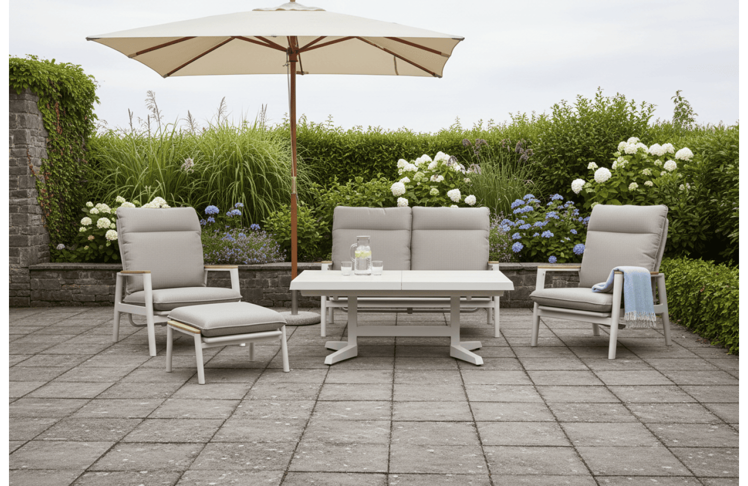 2-seater sofa with folding back (with cushions) SKANDI ROPE SK SK 06TR / TAUPE + ROPE