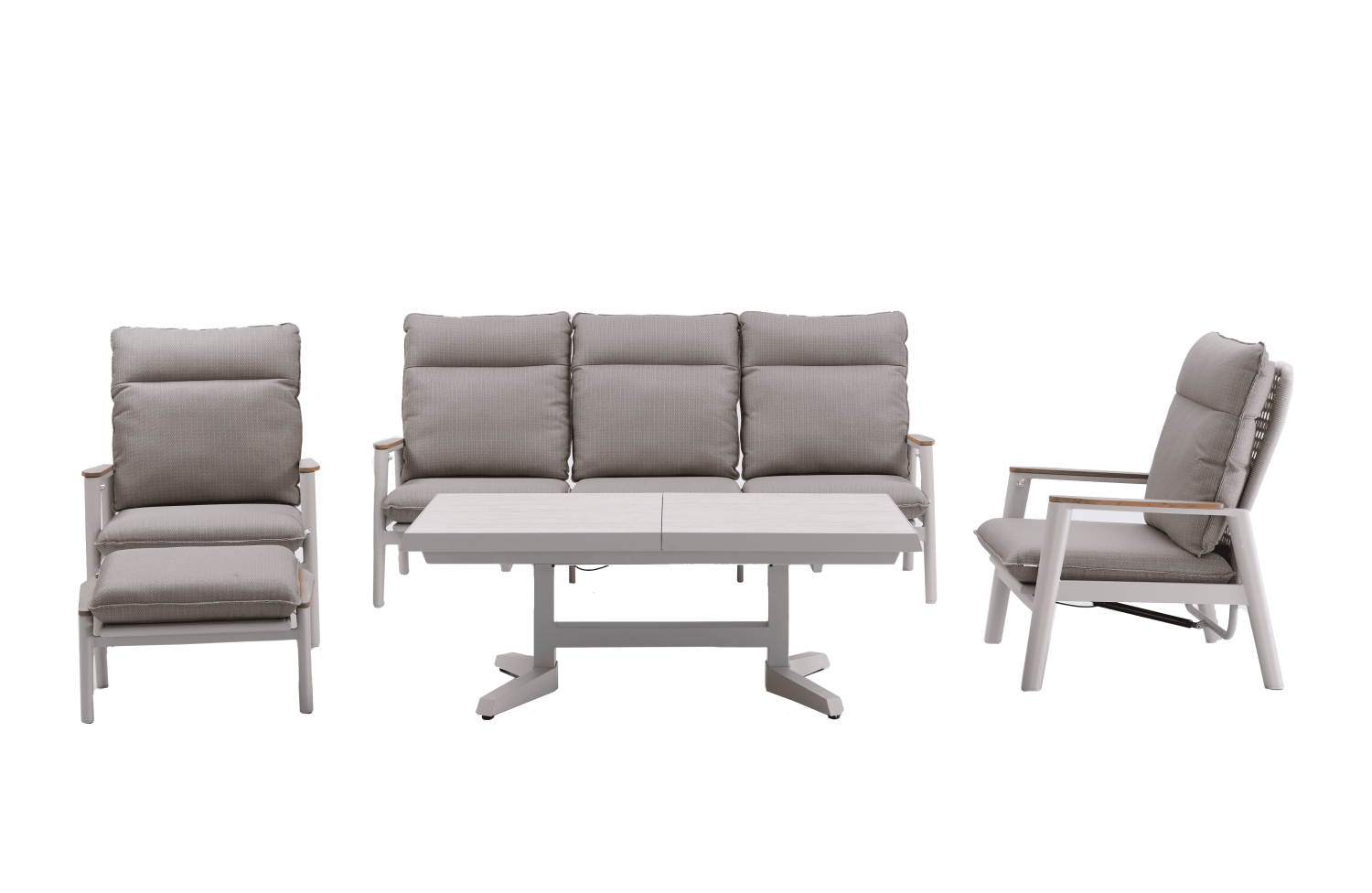 Sofa 3-osobowa ze składanym oparciem (z poduszkami) SKANDI ROPE SK 02TR / TAUPE + ROPE