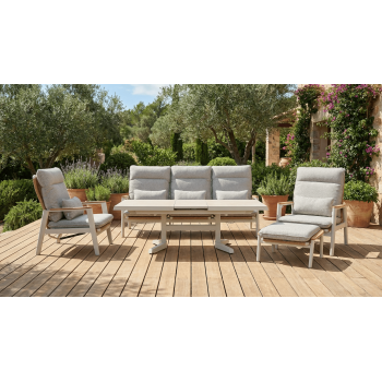 Крісло зі відкидною спинкою (з подушками) SKANDI ROPE SK 03TR / TAUPE + ROPE