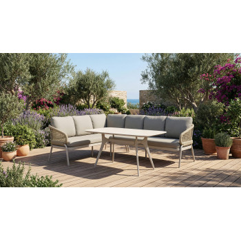 Dining corner set LEFT (with cushions) SKANDI SK 38T (L) / TAUPE