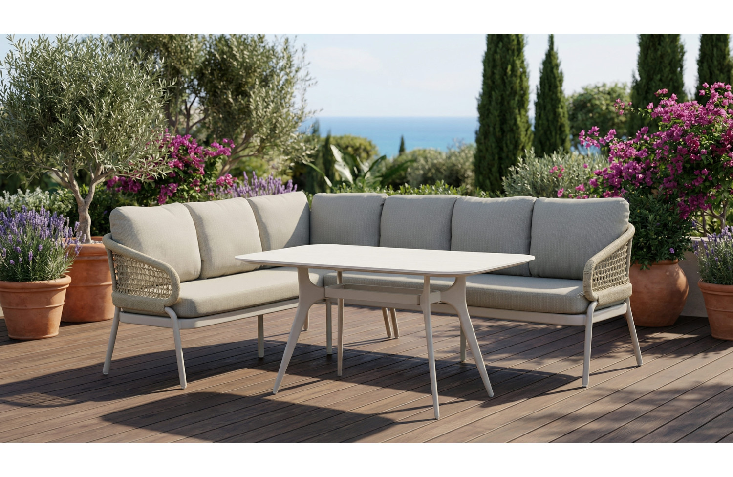 Обідній кутовий комплект ЛІВИЙ (з подушками) SKANDI SK 38T (L) / TAUPE