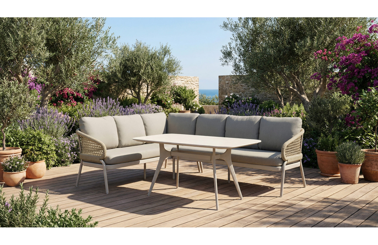 Обідній кутовий комплект ПРАВИЙ (з подушками) SKANDI SK 38T (R) / TAUPE