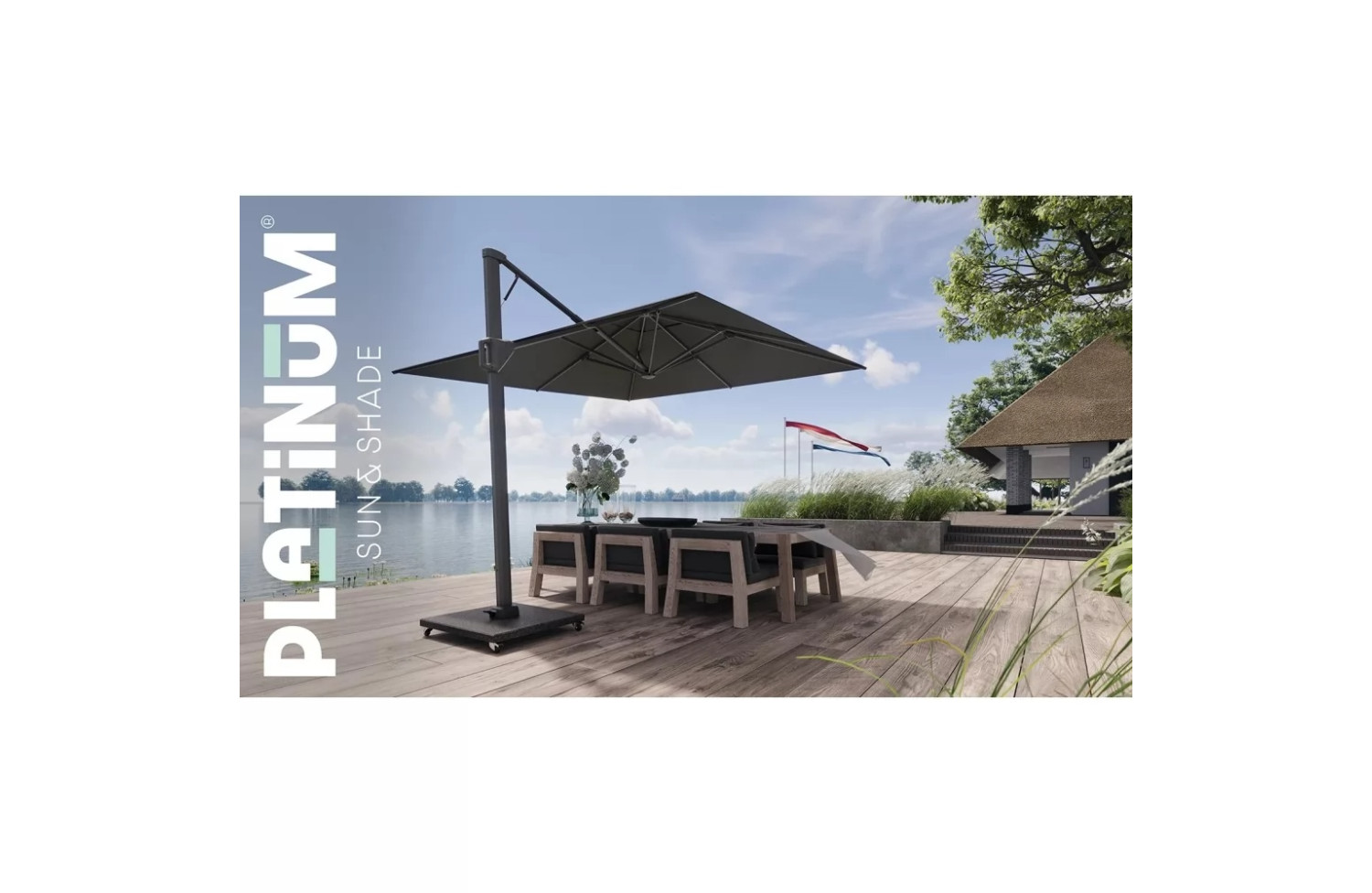 База до парасолі на колісч. 95 кг PLATINUM, KOLIBRY 6080 - KOL - BLACK