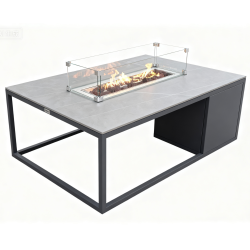 Rectangular fireplace table (with glass) FUEGGO FG 02G / ANTHRACITE