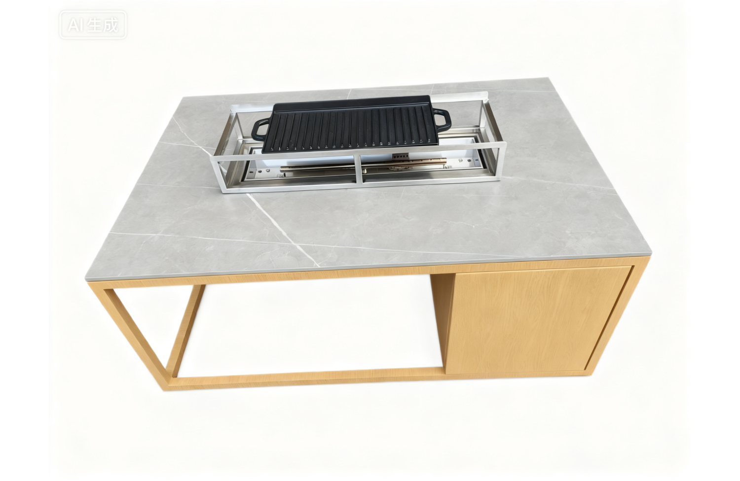 Rectangular fireplace table (with glass) FUEGGO FG 02N / NATURAL