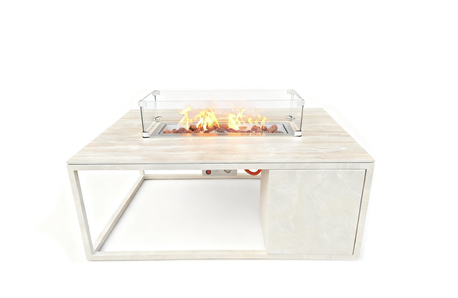 Rectangular fireplace table (with glass) FUEGGO FG 02T / TAUPE