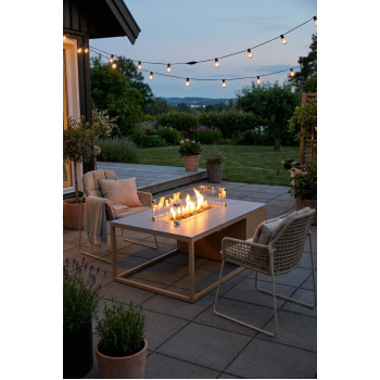 Stół prostokątny z kominkiem (ze szkłem) FUEGGO FG 02N / NATURAL