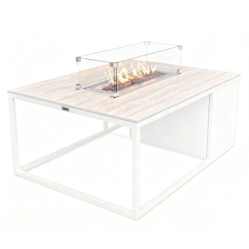Stół prostokątny z kominkiem (ze szkłem) FUEGGO FG 02T / TAUPE