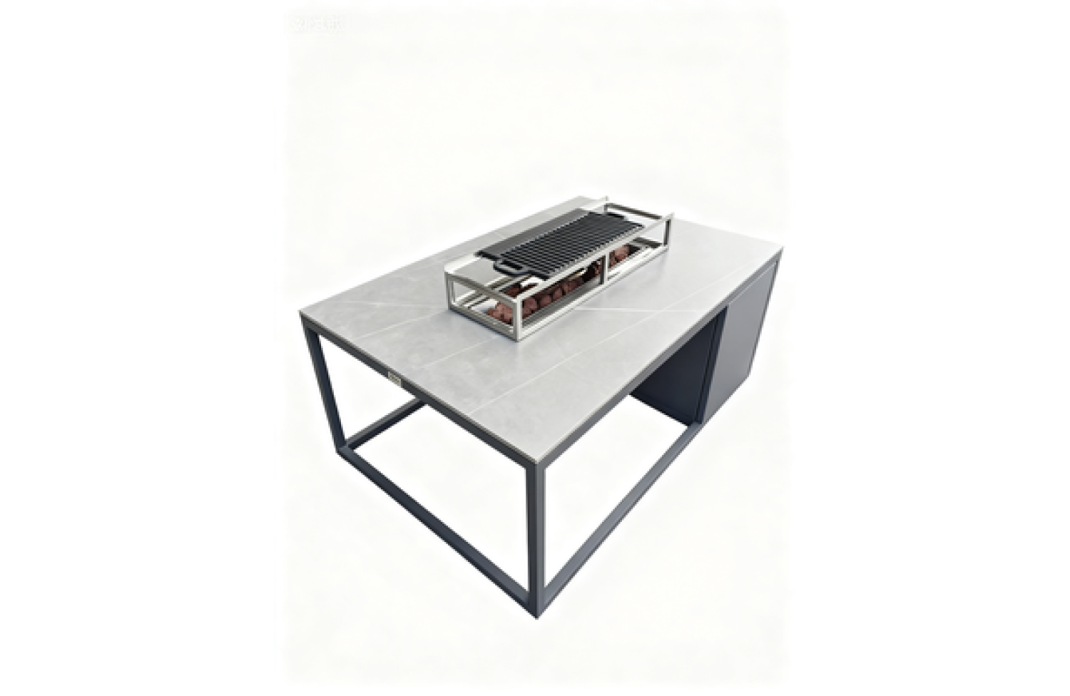 Стіл-камін прямокутний (зі склом) FUEGGO FG 02G / ANTHRACITE