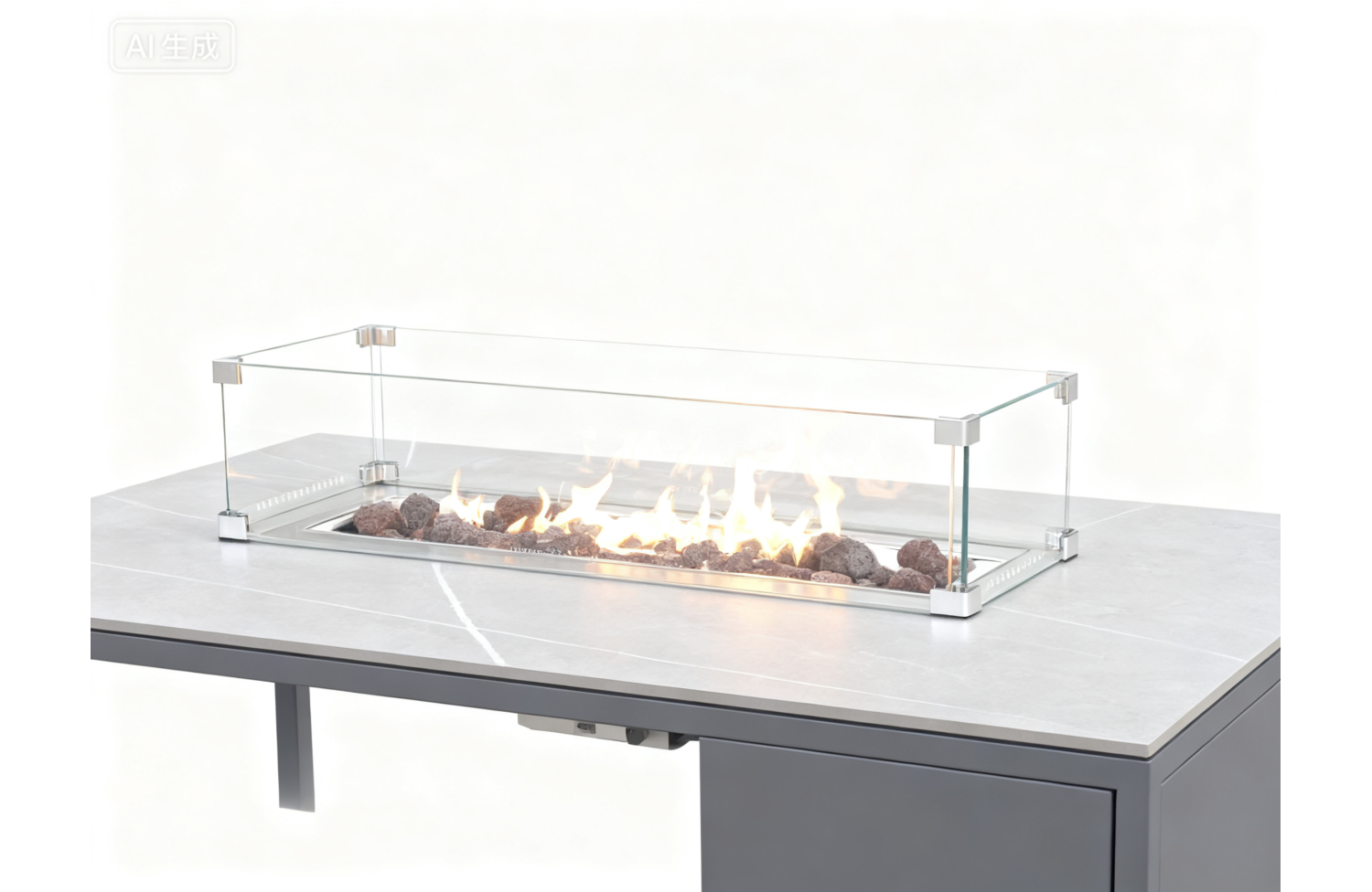 Стіл-камін прямокутний (зі склом) FUEGGO FG 02G / ANTHRACITE