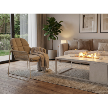 Стіл-камін прямокутний (зі склом) FUEGGO FG 02T / TAUPE